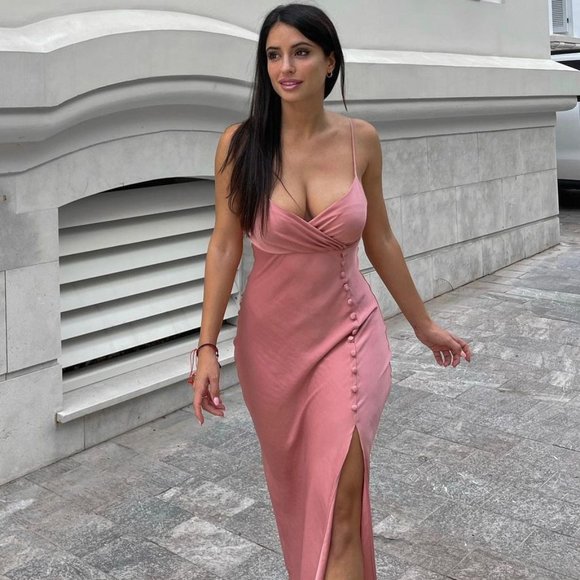 BLOGGER'S FAVE! Zara Buttoned Slip Dress Beige Pink Sz XS, L - Picture 12 of 17